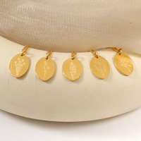 Collier ovale floral en or hypoallergénique en acier inoxydable imperméable pour femmes, bijoux minimalistes tendance