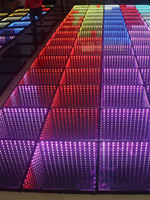 Dalles de sol Stage Abyss pour KTV, avec éclairage LED néon, miroir 3D multicouche effet célébrité internet et capteur de sol pour salle de diffusion en direct