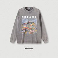 Sweat-shirt en jersey à manches longues vintage pour hommes et femmes personnalisé 270g T-Shirt lourd grande taille motif imprimé 100% coton