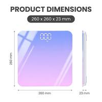 Balance intelligente numérique BSCI FDA, balance de pesée corporelle, affichage LED électronique, OEM, couleur dégradée, verre trempé, balance de salle de bain