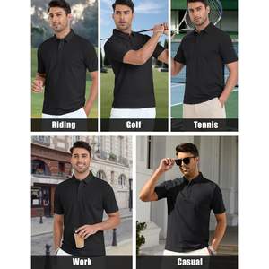 Cotrasen Hombre para Polos Rendimiento Humedad Absorbe Algodón Piqué 3 Botones Ajuste Clásico Transpirable Golf Top Casual Corto - Product Image 2