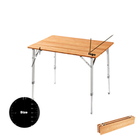 Table de repas carrée en aluminium et bambou, légère, moderne, portable, certifiée BSCI, réglable en hauteur, pliable, pour le parc