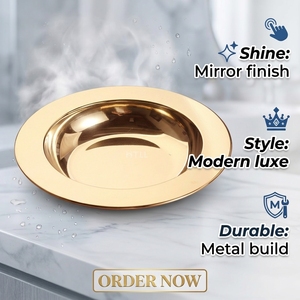 Grand plat de service moderne en acier inoxydable doré, écologique, à bord large et profond, <span class=keywords><strong>grande</strong></span> capacité, pour spaghetti, fruits et salades - Product Image 1