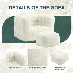 Sillón Contemporáneo Tapizado en Terciopelo Comprimido al Vacío con Otomana - Diseño que Ahorra Espacio para Apartamentos y Villas - Product Image 3