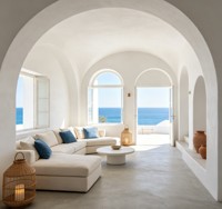FULLSUMMER Servicio de Diseño de Interiores para el Hogar, Personalización Completa de Viviendas, Diseño Integral de Hoteles Estilo Mediterráneo Santorini