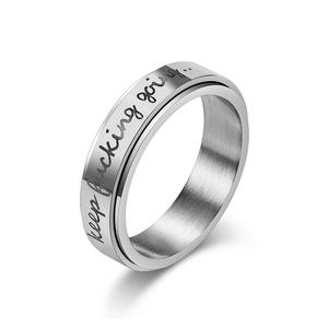 Rotating Stainless Steel <b>Ring</b> Steel Black Unisex Inspirational Jewelry Gift - Product Image 5