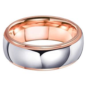 Coolstyle-Anillo de tungsteno de oro rosa para hombre <span class=keywords><strong>y</strong></span> mujer, sortija de compromiso de moda, 8mm, <span class=keywords><strong>dos</strong></span> tonos, venta al por mayor - Product Image 2