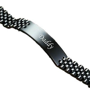 Braccialetto <span class=keywords><strong>con</strong></span> cinturino maschile in acciaio inossidabile 316l costoso di alta qualità all'ingrosso regalo <span class=keywords><strong>con</strong></span> nome inciso personalizzato per uomo padre - Product Image 1