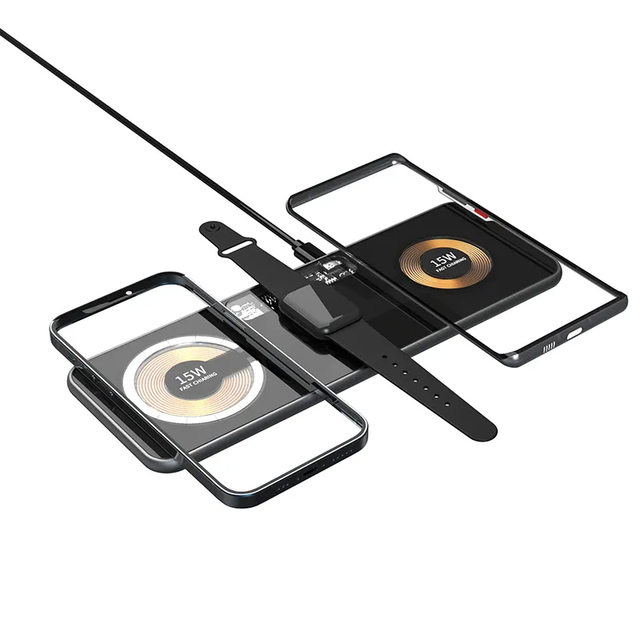 3 in 1 Wireless Charger Fast Wireless 6mm Ultra-Thin 15W Wireless Charger Pad