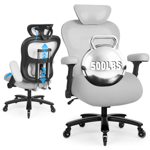 Ergonomic Mesh <b>Office</b> Chair 500LBS Big and Tall, <b>Adjustable</b> Backrest & Lumbar Support, Flip-up Armrests, Lockable Tilt Home <b>Desk</b> - Product Image 1