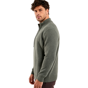 TN Custom-made <strong>Men</strong> Relaxed Fit Knitted <strong>Jumper</strong> Funnel Neck <strong>Collar</strong> <strong>with</strong> Brand Zipper Chunky Ribbed Half Zip <strong>Jumper</strong> Sweater <strong>Shirt</strong> - Product Image 2