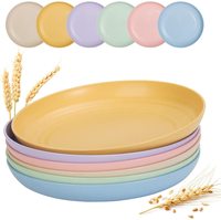 Assiettes en plastique de 9 pouces légères en paille de blé, assiettes profondes incassables, compatibles lave-vaisselle