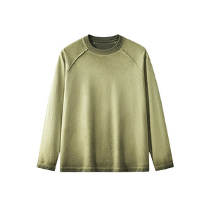 Logo personnalisé 270GSM T-shirts pour hommes lourds 100% coton à manches longues délavé à l'acide pull à col rond automne tissu éponge - Product Image 4