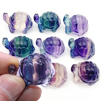 Sculptures en pierre naturelle : Tortue en fluorite, tortue en pierre précieuse, cristal de quartz pour la guérison, artisanat Reiki pour cadeaux et décoration