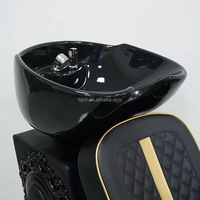 Fauteuil de lavage inclinable de luxe Jincheng pour salon de coiffure, chaise de soin capillaire moderne pour salon de beauté avec bassin en céramique.