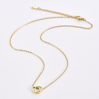 Bijoux Tendance Femme 2026 Style Français Collier Chaîne Clavicule en Acier Inoxydable Plaqué Or 18 carats avec Double Cœur Entrelacé