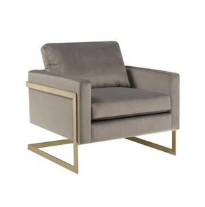Contemporary <strong>Light</strong> <strong>Blue</strong> Soft Woven Fabric Upholstered <strong>Armchair</strong> with Gold Open Box Metal Frame for Living Room Chairs - Product Image 6