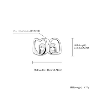 2026 Grillz dentaires Hiphop Cœur creux Or <span class=keywords><strong>Argent</strong></span>, pour <span class=keywords><strong>dents</strong></span> supérieures et inférieures, Bijoux de mode pour le corps, Achat <span class=keywords><strong>en</strong></span> ligne - Product Image 2