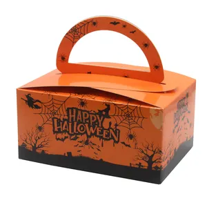 Venta al por mayor Favor papel Halloween panadería Cupcake pastel tratar caja embalaje Halloween dulces dulce caja de regalo a granel