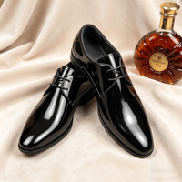 Herren Lackleder Oxford-Schuhe Schwarz Hochglanz Formelle Anzugschuhe für Smoking Hochzeit Büro Übergrößen EU 39 - 46