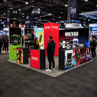 Stand modulaire SEG LED rétroéclairé avec étagères intégrées pour produits, stand réutilisable en aluminium, comptoir rétroéclairé, podium