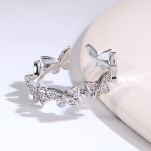 Coreano Fada Borboleta 14K Ouro Resizable Oco Borboleta Rhinestone Aberto Dedo Anéis Para As Mulheres - Product Image 6