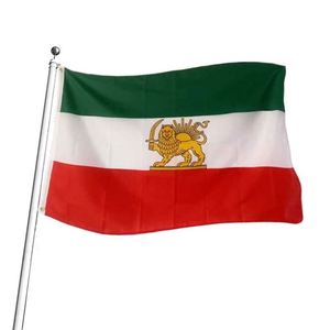 Drapeau national de l'Iran, 3x5 pieds, ancien, historique, avec couronne de lion, révolution post-constitutionnelle, en polyester, pour usage automobile - Product Image 1