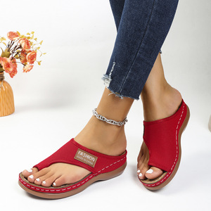 Sandales compensées d'été <span class=keywords><strong>pour</strong></span> femmes, orthopédiques haut de gamme, à bout ouvert, en cuir PU antidérapant, style vintage, décontractées, plateforme rétro - Product Image 6