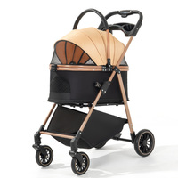 Poussette pour animaux de compagnie haut de gamme, pliable, stable sur quatre roues, montable sur voiture, rangement pratique, cadre métallique détachable, chariot pour chat et chien