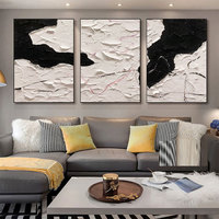 HAOWAI OEM/ODM Tableaux texturés noir et blanc Art mural texturé acrylique blanc Peintures abstraites minimalistes abstraites noires