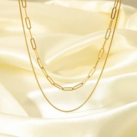 Chaîne en or 18 carats en forme de serpent, collier double couche tendance, collier en forme de croix, collier INS polyvalent et à la mode