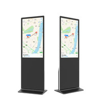 Kiosque tactile vertical sur pied noir, écran LCD LED HD, signalisation numérique SDK, métro, intérieur/extérieur, centre commercial, magasin de détail