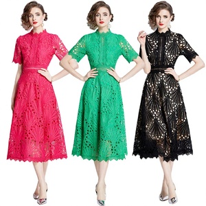 Vestido de Fiesta Elegante Bohemio Vintage de Lujo para Mujer, Tallas S-4XL, Cintura Natural, Línea A, Largo hasta la Rodilla, Manga Corta, con Encaje Bordado, para Primavera y Otoño - Product Image 5
