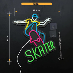 Skater Letreros Neon LED indoor hanging ambient light shop <b>sign</b> wall decoration light entrance indicator light luminous <b>sign</b> - Product Image 4