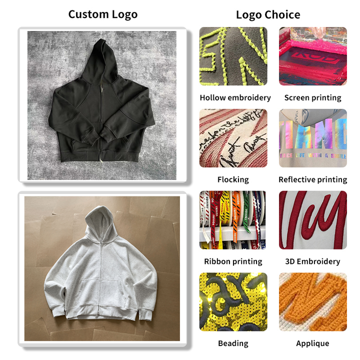 Wholesale Custom Hoodies Cotton Unisex Full Zip Hoodie High Quality