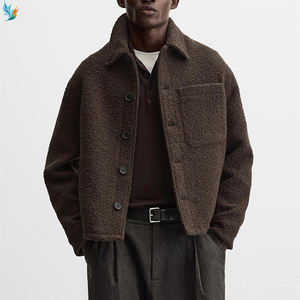 แจ็กเก็ตขนแกะขนแกะสำหรับผู้ชายเสื้อแจ็คเก็ตฤดูหนาวกระดุมโลโก้แบบกำหนดเอง - Product Image 1