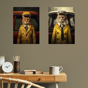 Di alta qualità in metallo parete di <span class=keywords><strong>casa</strong></span> Poster di nuovo Design tassista gatti segno di lavoro magnete stagno sistema di appesa tecnica verniciata - Product Image 5