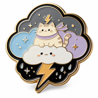 Épinglette en alliage de zinc émaillé souple For Cloud Lightning, design antique et moderne, badge métallique Kawaii pour veste et sac à dos, plaqué or