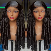Perruque sans colle HD 13x4 en dentelle, cheveux naturels bouclés et rebondissants, double épaisseur, cheveux humains vierges brésiliens vietnamiens pour femmes noires