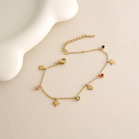 Bracelet à breloques délicat plaqué or 18 carats SL169, bijoux en acier inoxydable avec cœur, étoile, fleur et zirconiums pour femmes