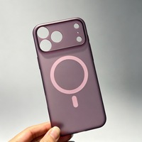 Coque de téléphone fine en PC semi-transparente mate violette à adsorption magnétique pour iPhone 18 Pro Max, style influenceur