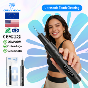 CURVY MOON Détartreur <span class=keywords><strong>dentaire</strong></span> ultrasonique portable rechargeable avec éclairage LED, <span class=keywords><strong>appareil</strong></span> de nettoyage et de blanchiment des dents électrique multifonction - Product Image 1