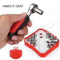 ELEHAND Jeu de clés à douilles de 13 pièces avec cliquet, embouts métriques de 1/4 pouce, kit d'outils de réparation automobile, outils à main