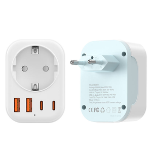 Multiprise murale multifonctionnelle OL Factory Direct avec protection, convertisseur de prise <span class=keywords><strong>EU</strong></span>, 2 ports de sortie, 16A - Product Image 4