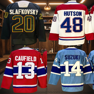 Maillots de hockey cousus pour hommes adultes, 100% polyester, séchage rapide, col en V, nom d'équipe personnalisé, Cole Caufield, Nick Suzuk, Noah Dobson, Juraj - Product Image 3