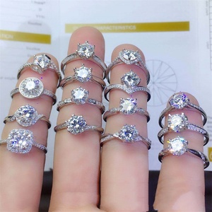 Anillo de Bodas de moissanita de plata 925 ajustable para hombres y mujeres - Product Image 3