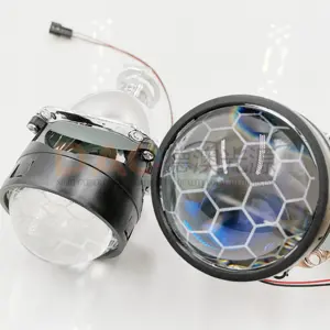 Đèn pha ô tô mini DEAO Hot Bi-xenon <span class=keywords><strong>HID</strong></span> <span class=keywords><strong>Projector</strong></span>, thấu kính tổ ong, lắp đặt thay thế, màu xanh dương, 2.5 inch, loại phổ thông, bộ H1 - Product Image 1