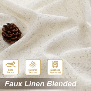 Voilages en faux <span class=keywords><strong>lin</strong></span> DaiRui plissés à passe-tringle, couleur naturelle, transparents, filtrant la lumière, pour salon, vente en gros - Product Image 2
