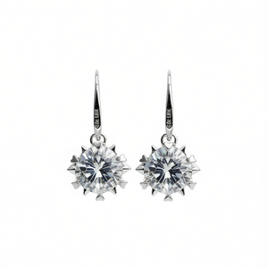 Pendientes de Cristal con Forma de Estrella en Oro Blanco Goe Lune, con Engaste de Garras, para Uso Diario, Estilo Clásico para Mujer - Product Image 1