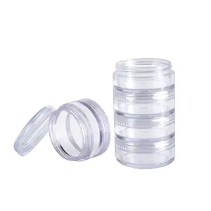 Les conteneurs de stockage cosmétiques en plastique transparents colorent le petit pot empilable de maquillage 5 couches fabricant/vente en gros
